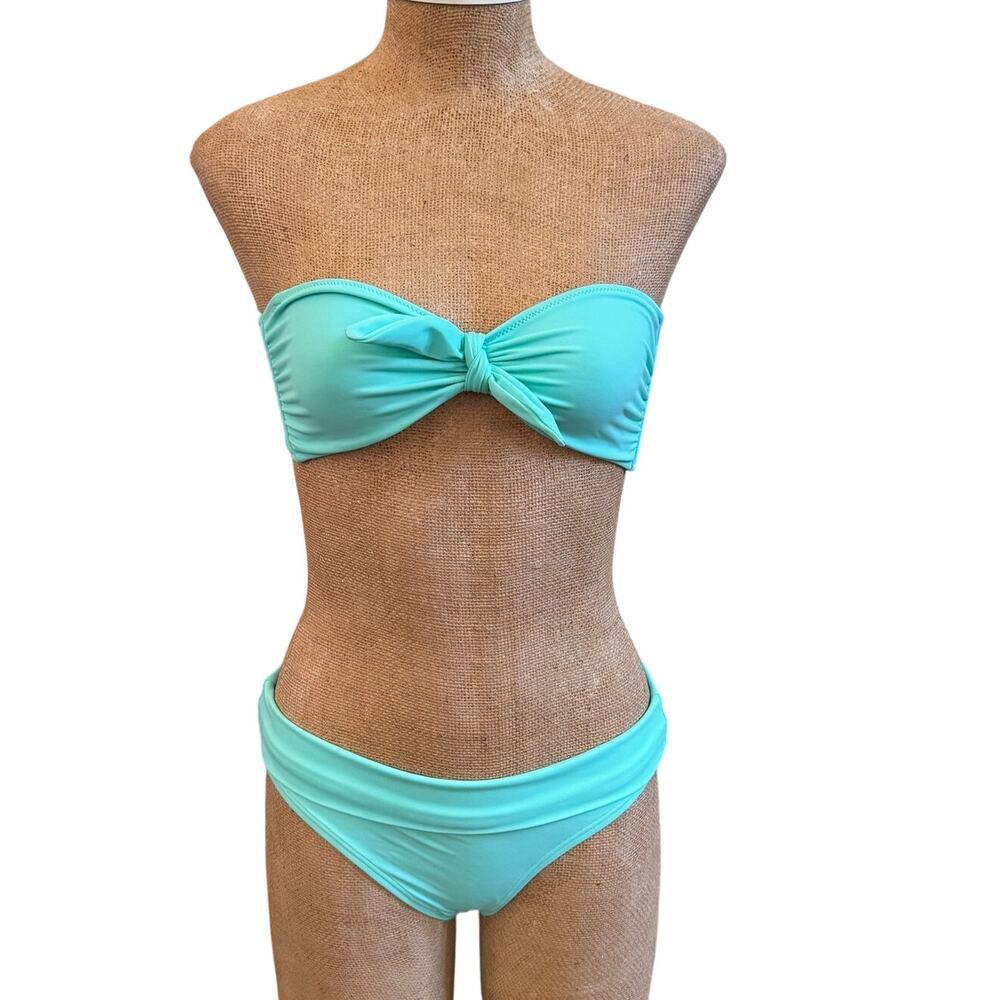 Victoria Secret Bandeau Top Bikini Bathing Swim Suit Foldover Bottom Small Y2K